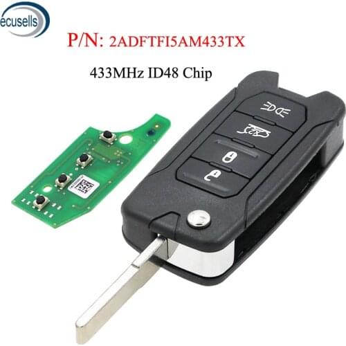 Folding Remote Key for Jeep Renegade 2016-2018 433MHz ID48 Chip Megamos AES - 2ADFTFI5AM433TX SIP22 blade