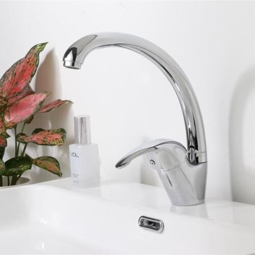 Family New Kitchen Faucet Surface Finishing Brass Chrome Paint Colorful Brass Main Material Kitchens Faucets Single Handle 6074