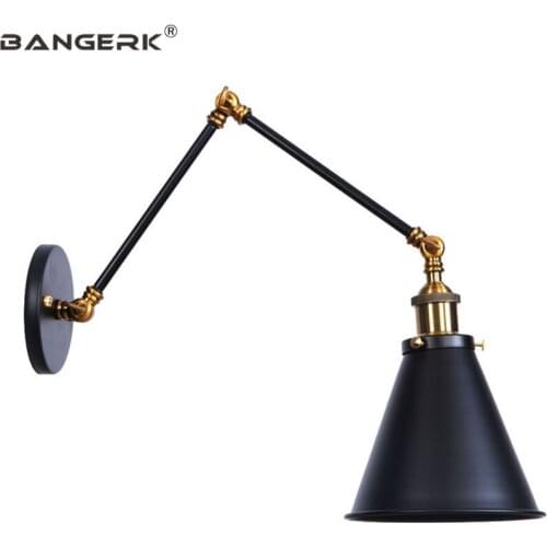 Retro Industrial Wind Sconce Wall Lights Fixtures Long Arm LED Wall Lamp Loft Telescopic Folding Black Iron Home Decor Lamps