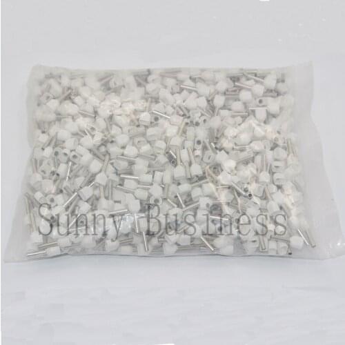 TE0510 1000PCS/bag 0.5mm2 White type double pipe insulated cold-press terminal Dual Twin Insulated Bootlace Ferrule Terminal