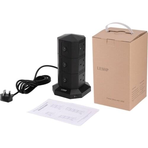 LESHP USB Smart Charging Socket 3 Layers 9 USB Ports Fast Charge Power Strip 3M Cable Anti Surge Prevention Energy-saving