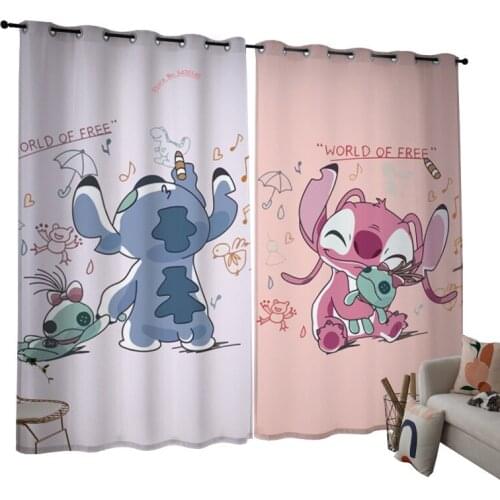 Disney Curtain Lilo & Stitch Cartoon Brushed Shading Blackout Custom Curtains Princess Room Boys Girl Birthday Gift