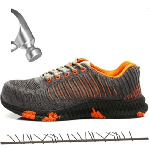 Unisex Summer Safety Shoes Men Super Designer Lightweight Breathable Steel Toe Cap AIR Mesh Stripe Fashion Work Boots