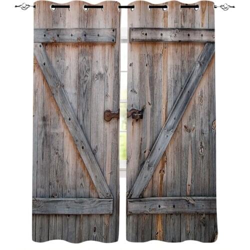 Rustic Old Wooden Door Blackout Curtains For Living Room Window Curtains For Bedroom Kitchen Curtains Drapes Blinds