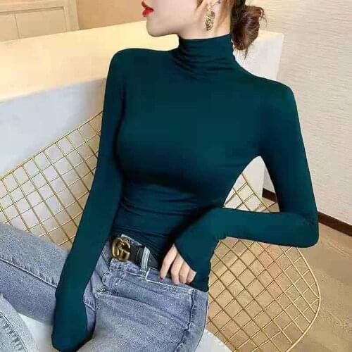 BG-12 2021 Ladies Long Sleeve Bottoming Shirt Solid Color Fashion Slim New Spring and Autumn Hot Sale