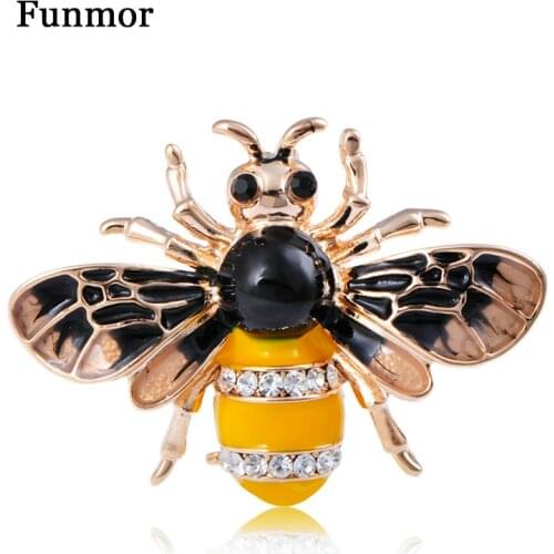 Funmor Nimble Bee Shape Brooches Enamel Animal Jewelry Women Men Denim Coat Suit Scarf Bag Pins Daily Banquet Accessories Gifts