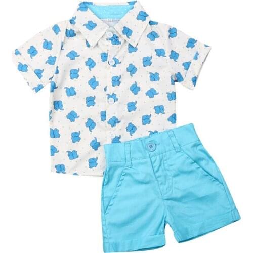 1-5 Years Children Clothing Casual Newborn Kids Baby Boy Summer Elephant Short Sleeve Tops Shirt Shorts Pants 2Pcs Outfits 2019