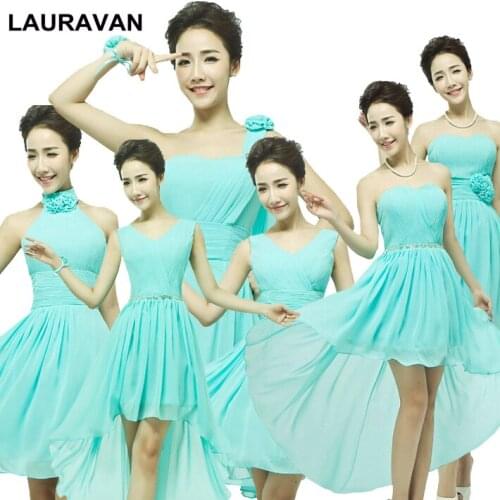 Plus size bridemaid mint blue chiffon girls dresses size 8 bridesmaid and bride robes women dresses 2020 new fashion summer