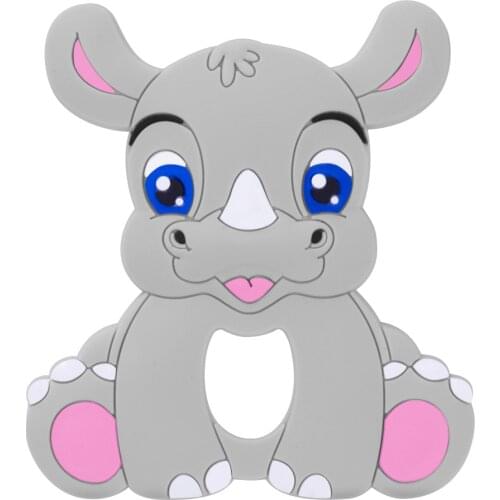1pc Food Grade Silicone Baby Teethers Rhinocero BPA Free Teething Toy DIY Necklace Teething Pandents Pacifier Chain Accessories