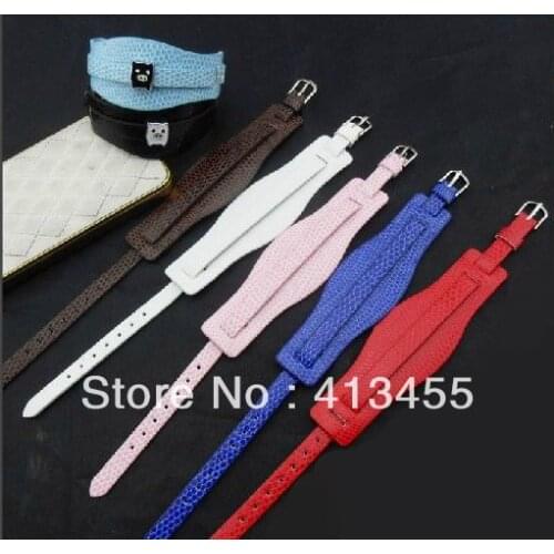 100PCS/lot 8mm Wide Snake Skin PU leather Wristband / Bracelet Fit For 8MM DIY Slide Charms