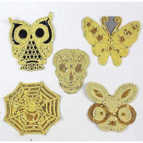 10pcs/lot Large Sew Embroidery Patches Gold Eagle Fox Rabbit Butterfly Perfume Shirt Clothing Decoration Accessory Diy Applique