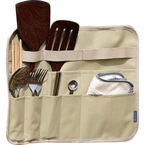 600D Hanging Outdoor Camping Picnic Storage Bag BBQ Tableware Storage Bag Portable Barbecue Cutlery Organizer Hanging Holder Bag