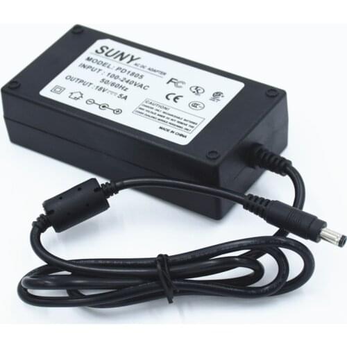 90W 18V5A 100-240Vac input Lighting transformer ,led power supply ,CE FCC Listed 18VDC strip driver with 5.5*2.1 ,5*5*2.5 port