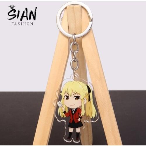 Anime Kakegurui Keychain Yumeko Jabami Runa Yomozuki Mary Saotome Japanese Cartoon Acrylic Fans Collection Key Ring Cute Trinket