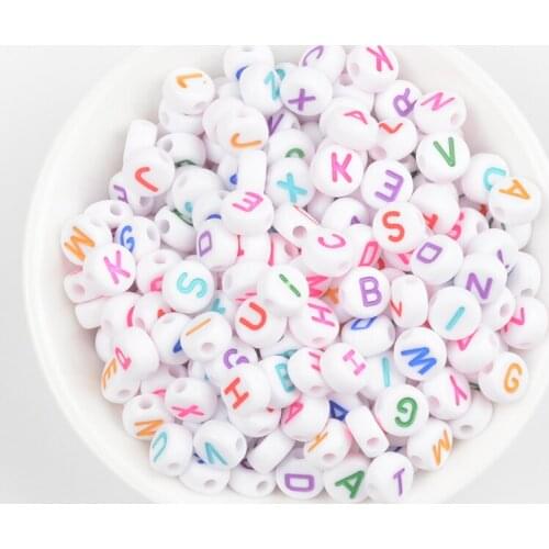 100pcs/Lot 7mm Acrylic Spaced Beads Round Shape colorful Love Heart letter Beads For Jewelry Making DIY Handmade Charms Bracelet