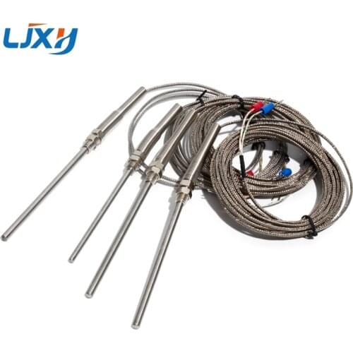 LJXH Thermocouple K Type 4x100mm Probe Sensor, 0-400 Degree Temperature, M8x1.25 Thread, 1m/2m/3m/4m/5m Wire Length