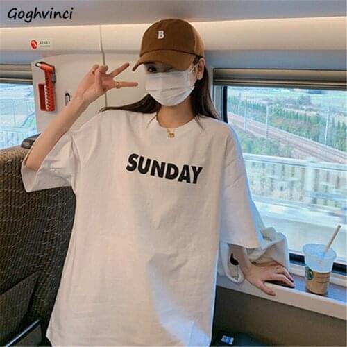 T-Shirts Women Loose Couple Bf Korean Style All-match Simple Fashion Summer Hot Tops Harajuku Vintage Students Popular Cozy Ins