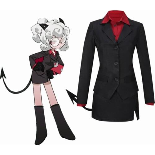 Game Helltaker the Tired Demon Pandemonica Cosplay Costume Outfits for Women Adult JK Uniform Devil Horn Tail Halloween Carnival