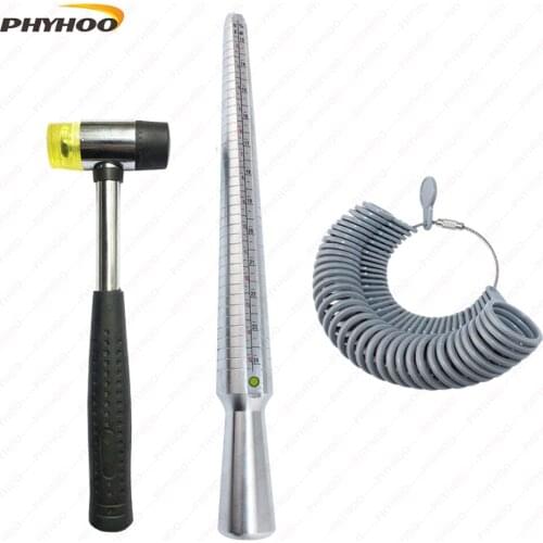 4 in 1 Ring Sizer Finger Sizing Measuring Gauge Tool Ring Mandrel Measuring Stick Metal with 36 Pcs Circle Models for Jewelry