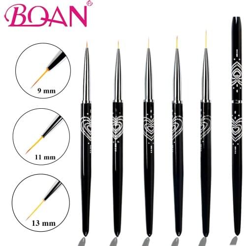BQAN 5mm/7mm/9mm/11mm/13mm Nail Art Paint Brush Nail Liner Line Pens Gel Polish Painting Drawing Nail Art Brushes Thin Hair