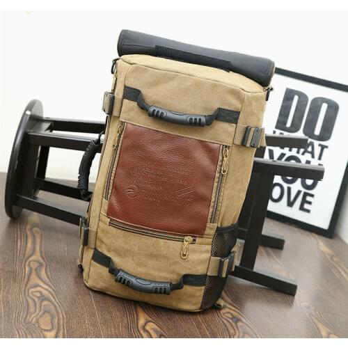 Korean Version of the New Canvas Shoulder Bag Male Canvas Backpack Fashion Tide Shoulder Crossbody Bag Mass Laptop Bag Vintage