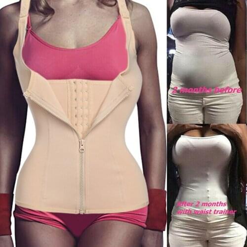 Waist Trainer Fajas Reductoras Cincher Body Shaper Vest Ladies Zipper Tummy Control Corset Slimming Belly Modeling Strap Girdle