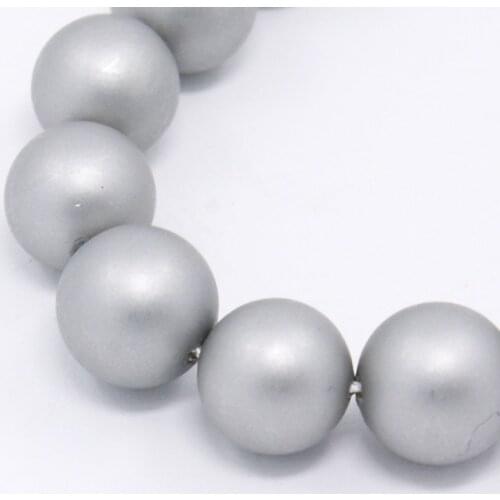 1 Strand 8mm Round Shell Pearl Frosted Beads LightGrey for Necklace Bracelet Jewelry Making Findings