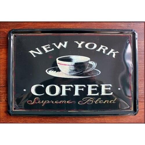 50pcs/lot Metal Sign shabby chic NEW YORK COFFEE!!Vintage Tin Signs coffee Decor for Home Club Bar CAFE Hotel Antique Metal Pain
