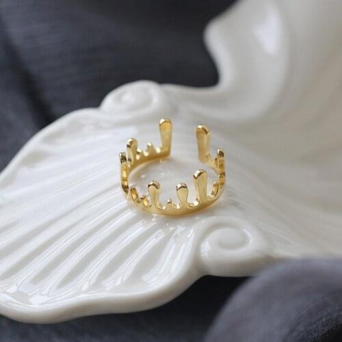 MODAGIRL Fashion Jewellery Lava Crown Gold Open Rings for Women Unisex Stainless Steel Finger Ring Adjustable Halloween Gift
