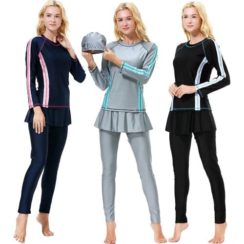 Islamic Muslim Swimwear Women Arab Swim Wear Burkini Bathing Suit Swim Surf Wear Sport 3 Piece Plus Size Modest Swimsuit Eid