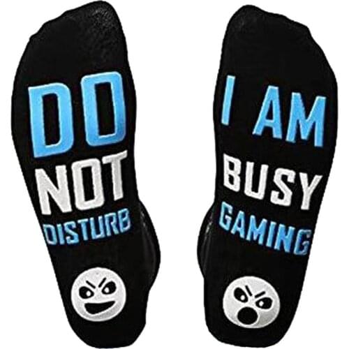 Funny Words Socks For Men Women Wine Food Coffee Math Gaming Black Cotton Winter Warm Casual Letter Fun Socks Non-slip Xmas Gift