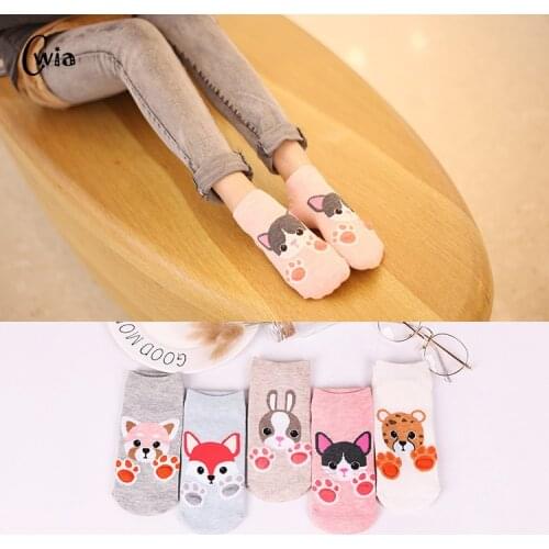 Colorful animal Invisible Short Woman Sweat summer comfortable cotton girl womens boat socks ankle low female 1pair=2pcs xg15
