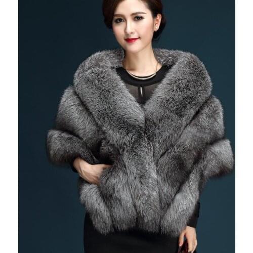 2019 new fashion women fur shawl faux fur imitation fox fur jacket bride shawl fashion in Europe and America Hot YR006