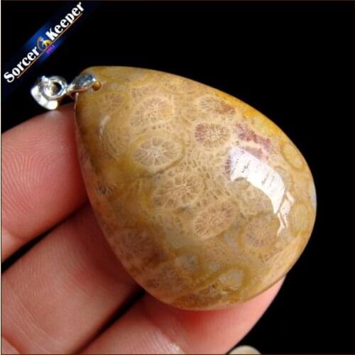New Classic Hot Natural Healing Crinoid Fossil Gem Stone Pendant Necklace For Women And Men Chrysanthemum Stone Jewelry HS163