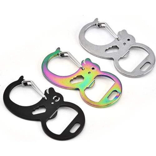 New Stainless Steel Carabiner Buckle Bottle Opener Wrench Cute Dolphin Outdoor Survival Emergency Self Rescue EDC Tool