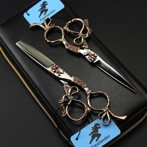 Freelander Japan 440C Stainless Steel Salon Hair Scissors 6 inch Professional Beauty Hairdressing Scissors Kit Barber Shears