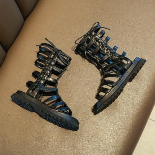 2021 Children Summer Shoes Girls Gladiator Sandals Cross-tied Boots Baby Kids Casual Shoes Roma Lace up High Top sandalias XZ069