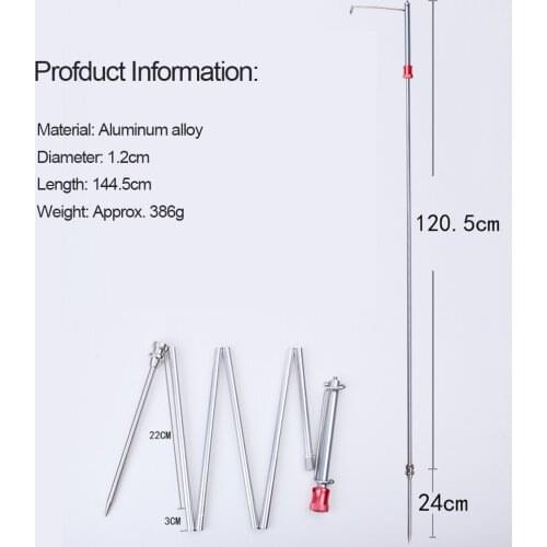 Camping Folding Lamp Pole Portable Lightweight Aluminum Picnic Hiking Accessories Light Lamp Stand for Backpacking Fishing BBQ