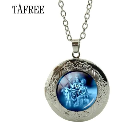 TAFREE Hindu God Lord Shiva Locket Necklace Dance of Destruction Pendant Necklace Hindu believer Spiritual Amulet Necklace LS29