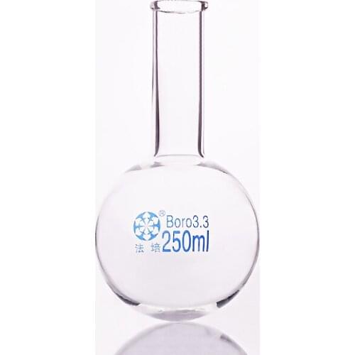 Boiling flask round bottom long narrow neck,Capacity 250ml,The O.D. of the neck is about 30mm,Long neck flask with normal mouth