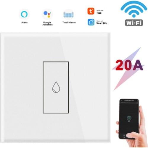 20A Water Heater Smart Switch 4400W Work With Alexa Google Home Assistant Wifi Water Boiler Touch Tempered Glass Panel Timer EU