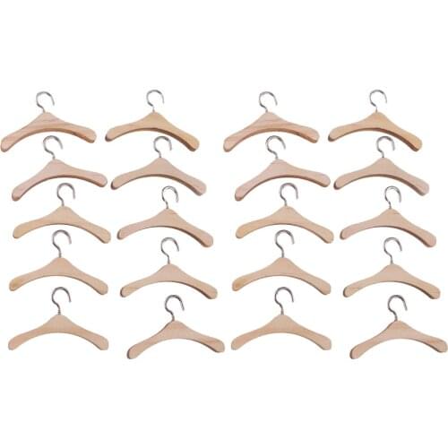 12inch BJD Dolls Wooden Metal Hook Clothes Hanger Wooden Clothing Hangers For Blythe Dolls Outfits Custom Accessory 20 Pieces