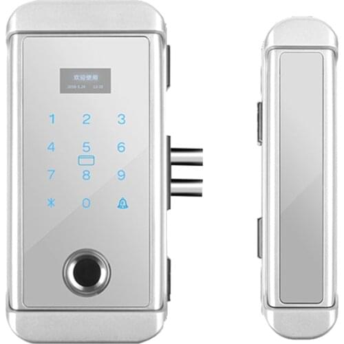 Waterproof Smart Fingerprint Biometrics Card Password Number Lock For Outdoor Home Office Frameless Frame Glass Push Door