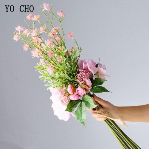 YO CHO Dropship Wedding Bouquet Artificial Silk Flowers Plants Bridal Bouquet Wholesale White Pink Flower Wedding Accessories