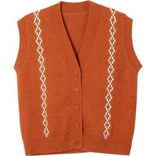 Knitted vest cardigan women 2021 autumn and winter new style Japanese retro loose wild sleeveless v-neck sweater jacket