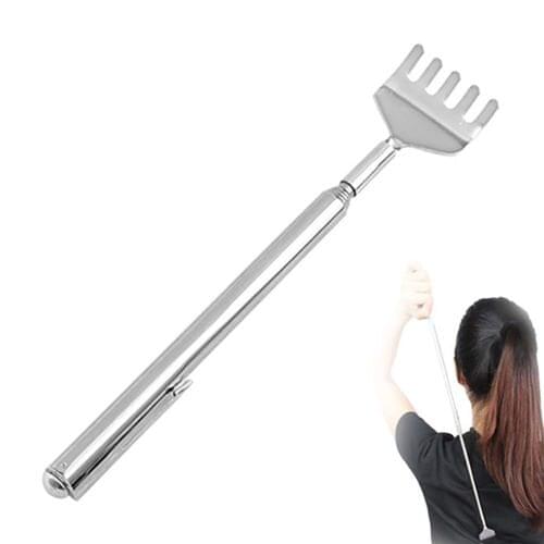 1-2 Pcs Back Scratcher Practical Stainless Handy Pen Scratching Clip Pocket Telescopic Massage Stainless Steel