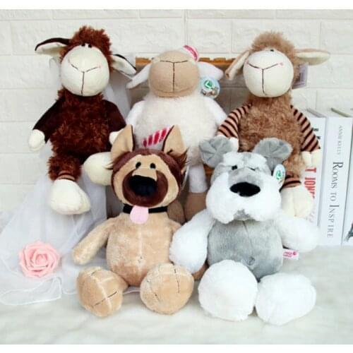 1pcs/lot 35/50cm Cute Stuffed Doll Jungle Brother Sheep Schnauzer Dog Plush Animal Toy Best Gifts for Kids