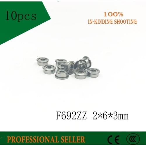 10 PCS) (F692zz) (2x6x3 mm) Flange Metal Shielded Ball Bearing F692 2*6*3 ABEC-3 HIGH QUALITY
