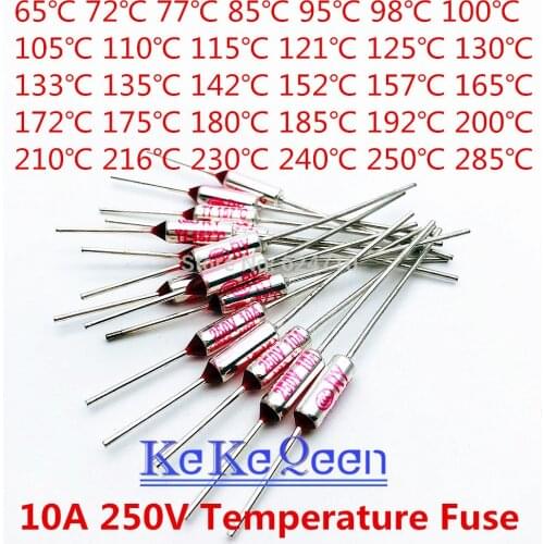 100PCS TF RY-65 RY-72 RY-77 RY-85 RY-95 RY-98 RY-100 RY-105 RY-110 RY-115 ... degree 250V 10A Metal shell Temperature Fuse