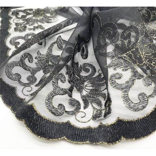 3M/lot 8 1/4 inch 21cm Black Gold Embroidery Lace No Elastic Skirt Hem Sewing Craft DIY Apparel Fabric Lace Garment Accessory